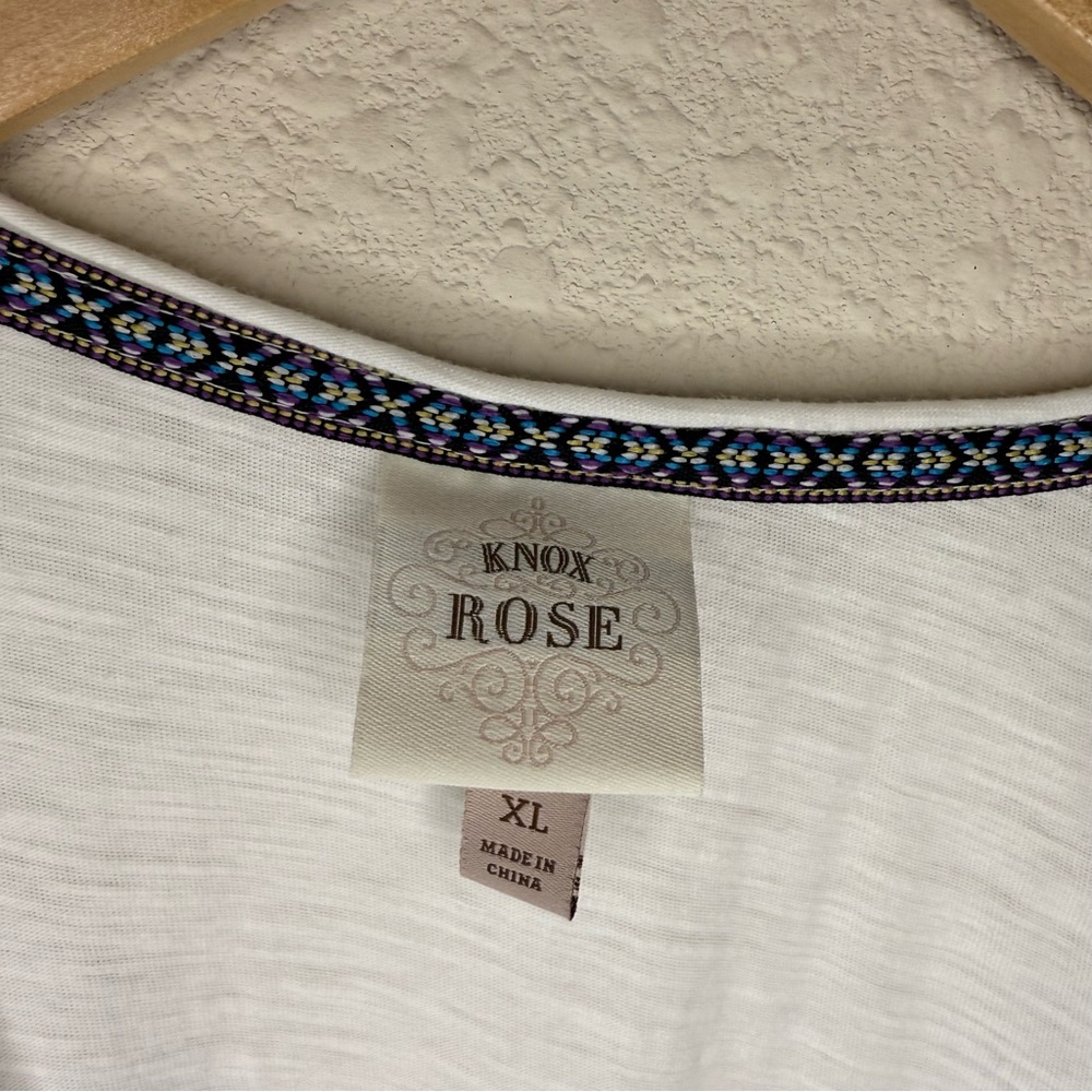 Knox Rose Short Sleeve White Top Embroidery Patriotic Dragonfly Women’s Size XL - Picture 8 of 10